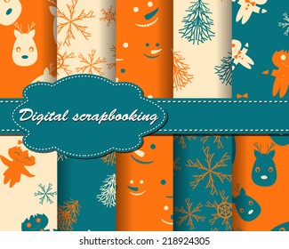 set of vector Christmas paper for scrapbook