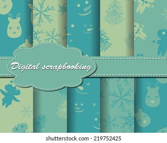 set of vector Christmas paper for scrapbook