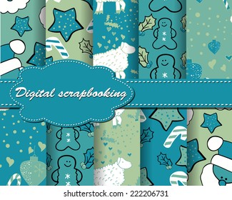 set of vector Christmas paper for scrapbook