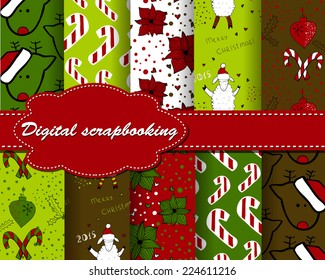 set of vector Christmas paper for scrapbook