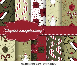 set of vector Christmas paper for scrapbook
