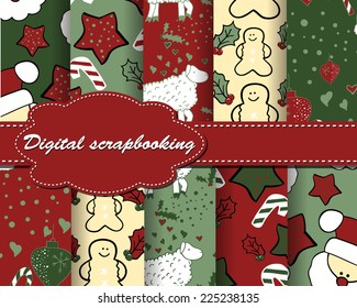 juego de papel vectorial de Navidad para el libro de chatarra