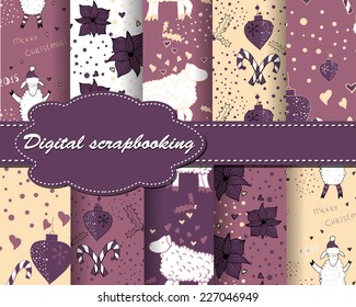 set of vector Christmas paper for scrapbook