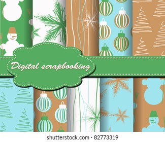 set of vector Christmas paper for scrapbook