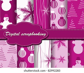 set of vector Christmas paper for scrapbook