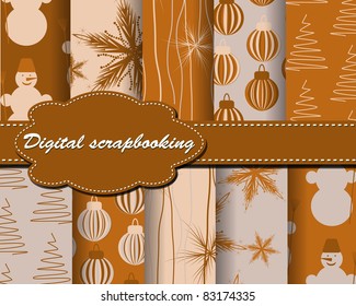 set of vector Christmas paper for scrapbook