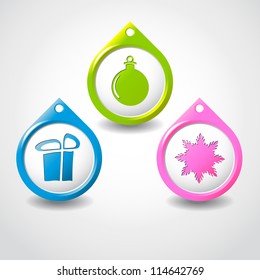 Set of vector christmas round 3D pointers