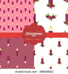 Set of vector christmas seamless patterns for xmas cards and gift wrapping paper.Vintage Christmas elements