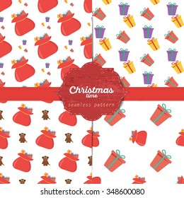 Set of vector christmas seamless patterns for xmas cards and gift wrapping paper.Vintage Christmas elements