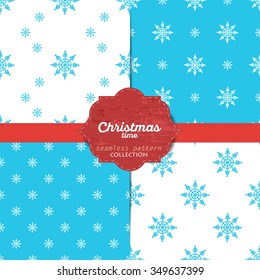 Set of vector christmas seamless patterns for xmas cards and gift wrapping paper.Vintage Christmas elements