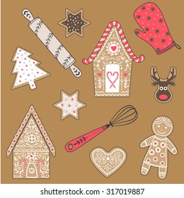 Set of vector christmas sweets