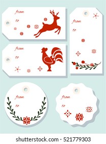 Set of vector Christmas tags for presents
