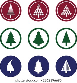 set of vector christmas tree icons