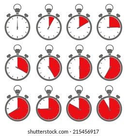 Set of vector chronometers or Timer icons.