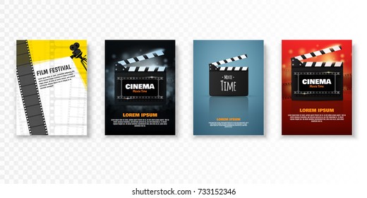 Set of vector cinema posters or flyers. Film festival promotion