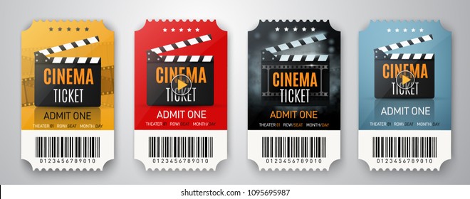 Set of vector cinema tickets isolated. Vector template.