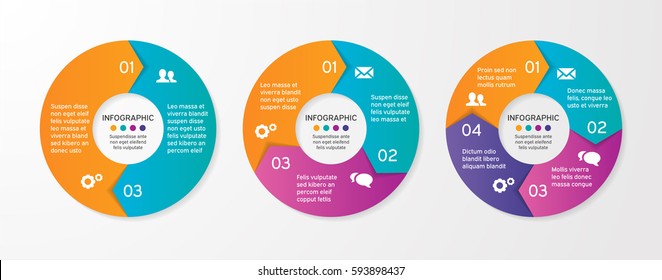 Set of vector circle arrows for infographic. Template for cycle diagram, options,  graph, web design, presentation and round chart. Business concept with 4 steps. Abstract background.