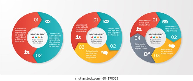 Set of vector circle arrows for infographic. Template for cycle diagram, options, graph, web design, presentation and round chart. Business concept with 4 steps. Abstract background.