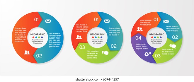 Set of vector circle arrows for infographic. Template for cycle diagram, options, graph, web design, presentation and round chart. Business concept with 4 steps. Abstract background.