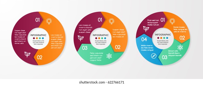 Set of vector circle arrows for infographic. Template for cycle diagram, options, graph, web design, presentation and round chart. Business concept with 4 steps. Abstract background.