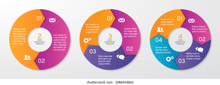 Set of vector circle arrows for infographics. Template for cycle diagram, options, graph, web design, presentation and round chart. Business concept with 4 steps. Abstract background. Vector design.