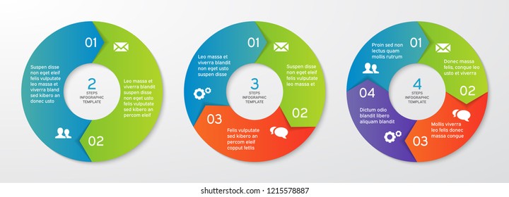 Set of vector circle arrows for infographics. Template for cycle diagram, options, graph, web design, presentation and round chart. Business concept with 4 steps. Abstract background. Vector design.