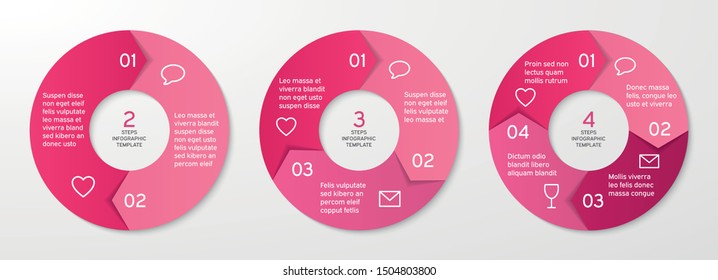 Set of vector circle arrows for infographics. Template for cycle diagram, options, graph, web design, presentation and round chart. Business concept with 4 steps. Abstract background. Vector design.