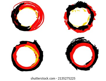 set of vector circle brush strokes texture filled black ink on a white background