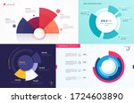 Set of vector circle chart designs, modern templates for creating infographics, presentations, reports, visualizations.