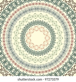 set  of vector circle vintage patterns, based on seamless borders, can be used separately, brushes included