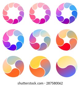 Set of vector circles for infographic. Colored cycling diagram, graph, presentation and round chart. White background.