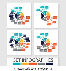 Set of vector circles and other elements for infographic. Template for cycle diagram, graph, presentation. Business concept with 5 options