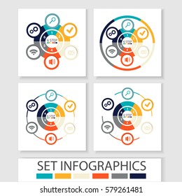 Set of vector circles and other elements for infographic. Template for cycle diagram, graph, presentation. Business concept with 6 options, parts, steps or processes.