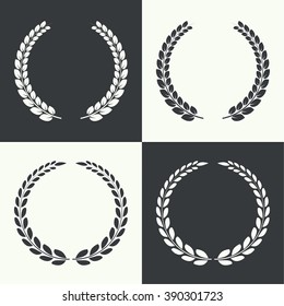 Set of vector circular laurel wreath. Insignia awards,  prizes and excellence.
