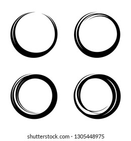 Set Vector Circular Round Circles For Message Note Mark Design Element. Pencil Or Pen Sketch Bubble Or Ball Draft Illustration. Vector Illustration EPS.8 EPS.10