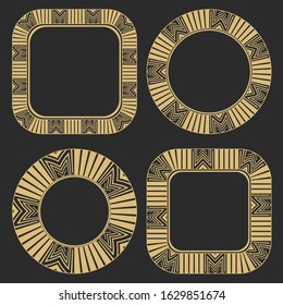 Set of a vector circular stylish frames. The place for the text. Art ornament in the Arab style of elements of design of luxury goods, logos, monograms.