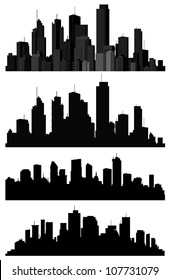 Set of vector cities silhouette