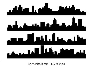 Set of vector cities silhouette