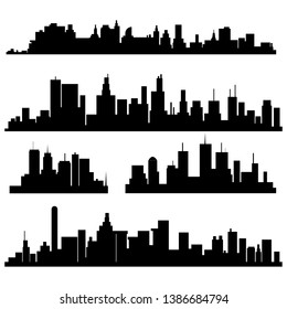 Set of vector cities silhouette 