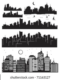 Set of vector cities silhouette