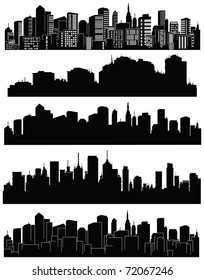 Set of vector cities silhouette