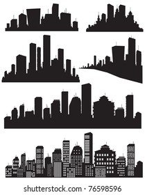 Set of vector cities silhouette