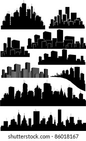 Set of vector cities silhouette