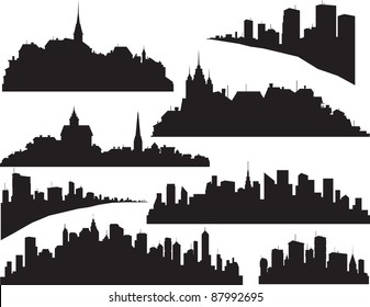 Set of vector cities silhouette