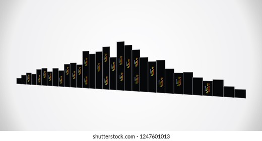 Set of vector cities silhouette. Night town on transparent background