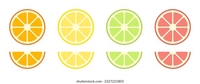 Set of Vector Citrus Fruit Slices