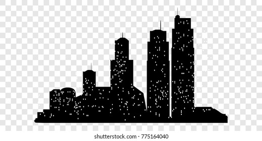 Set of vector city silhouette with on transparent background. Vector Illustration