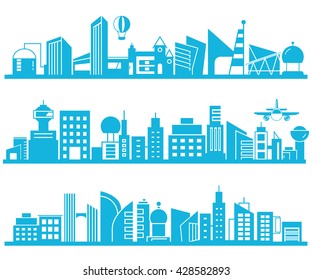 set of vector cityscape