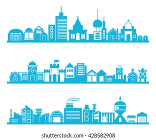 set of vector cityscape