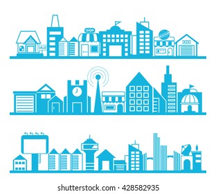 set of vector cityscape